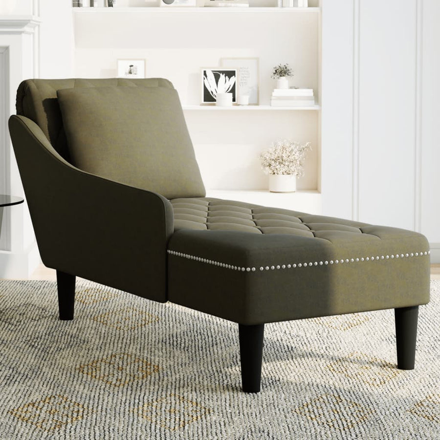 Chaise longue met kussen&rechterarmleuning kunstleer legergroen