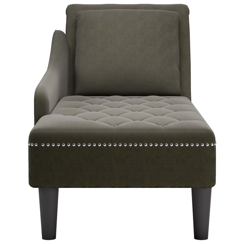Chaise longue met kussen&rechterarmleuning kunstleer legergroen