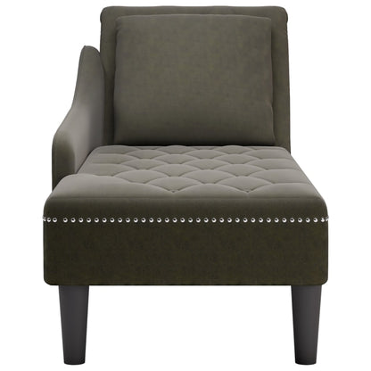 Chaise longue met kussen&rechterarmleuning kunstleer legergroen