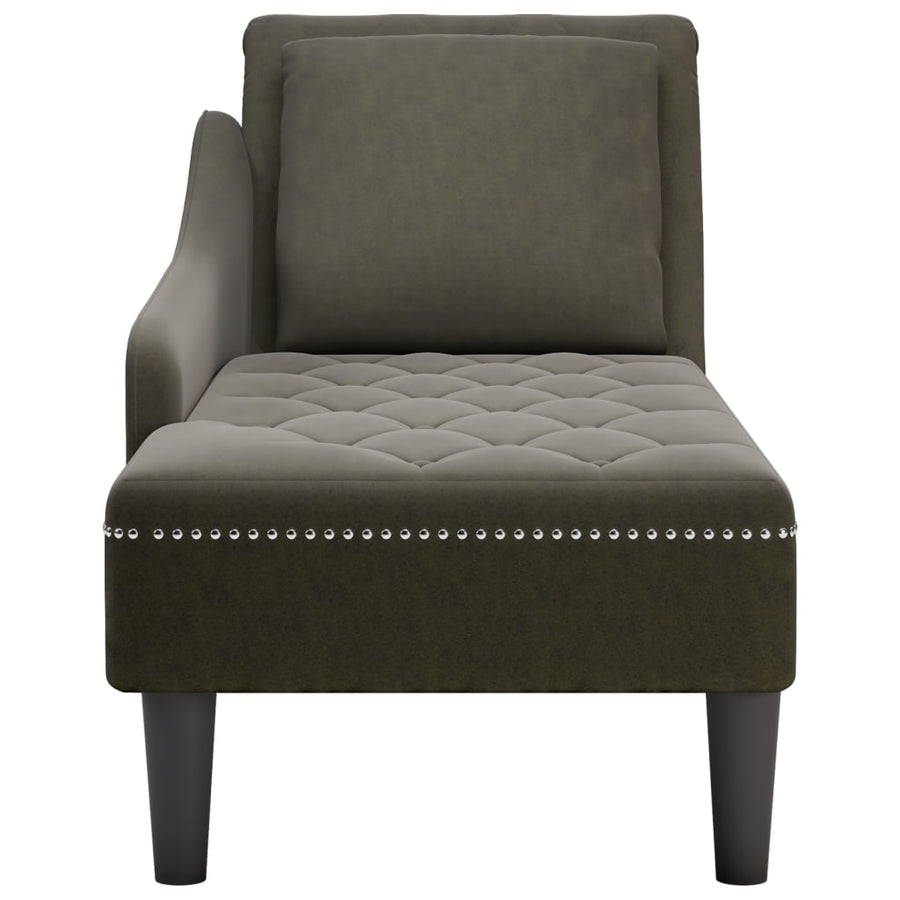 Chaise longue met kussen&rechterarmleuning kunstleer legergroen