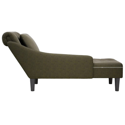 Chaise longue met kussen&rechterarmleuning kunstleer legergroen