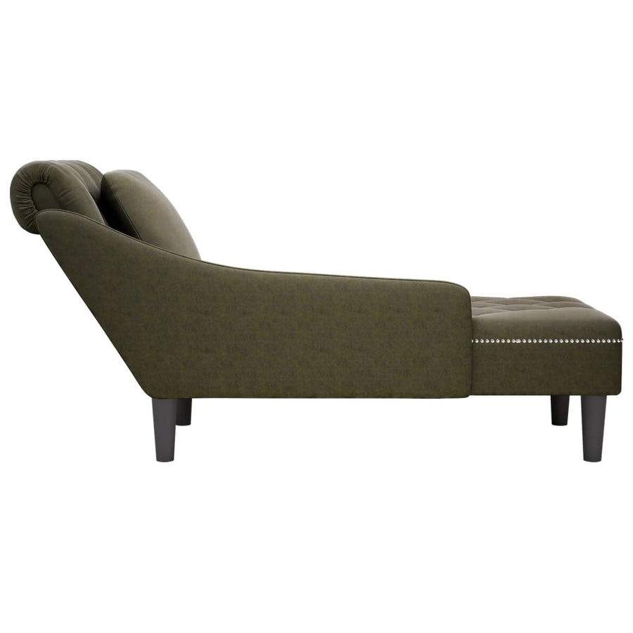 Chaise longue met kussen&rechterarmleuning kunstleer legergroen