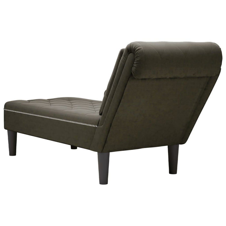 Chaise longue met kussen&rechterarmleuning kunstleer legergroen