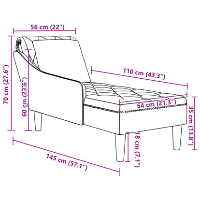 Chaise longue met kussen&rechterarmleuning kunstleer legergroen