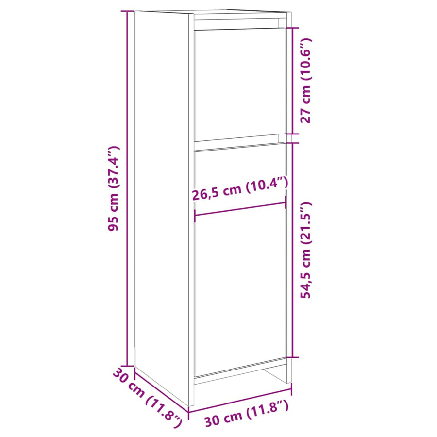 Badkamerkast 30x30x95 cm spaanplaat sonoma eikenkleurig