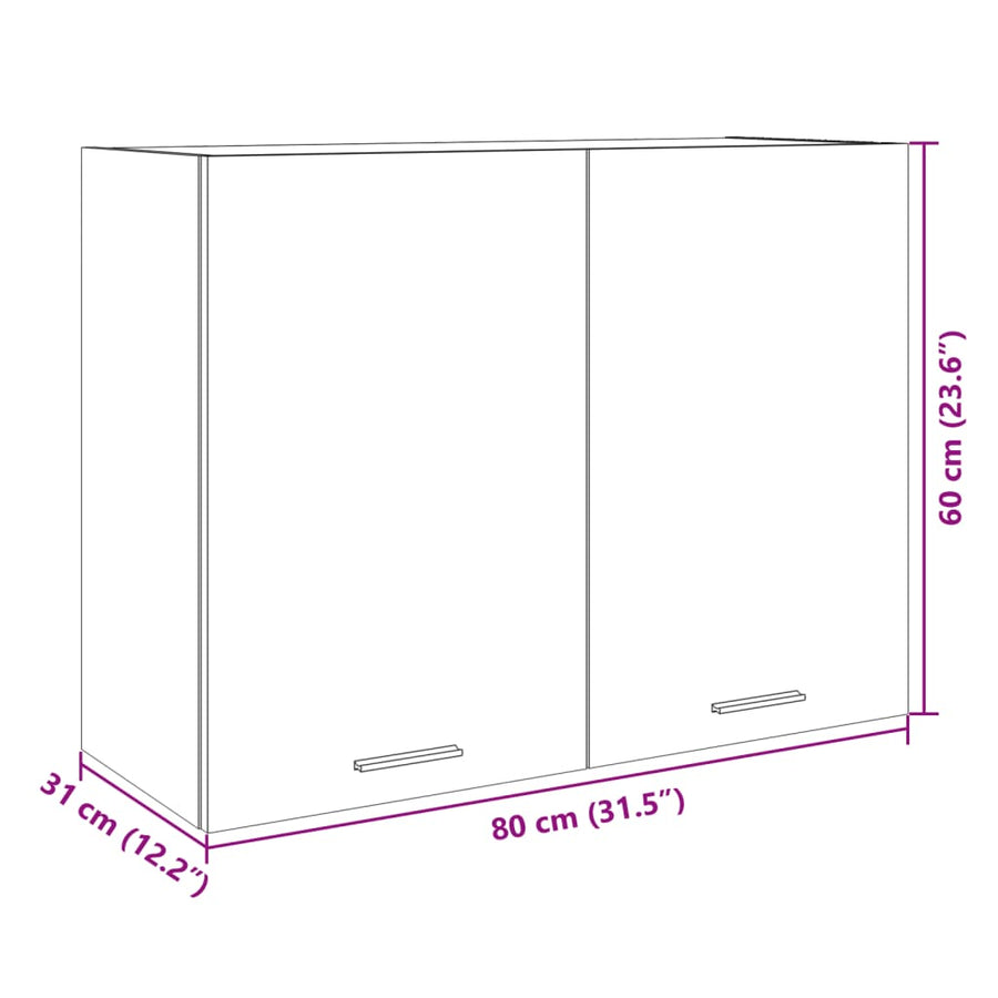 Hangkast 80x31x60 cm bewerkt hout sonoma eikenkleurig