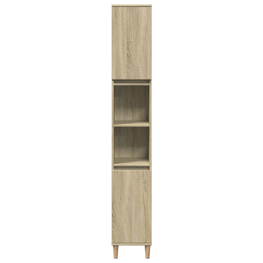 Badkamerkast 30x30x190 cm bewerkt hout sonoma eikenkleurig