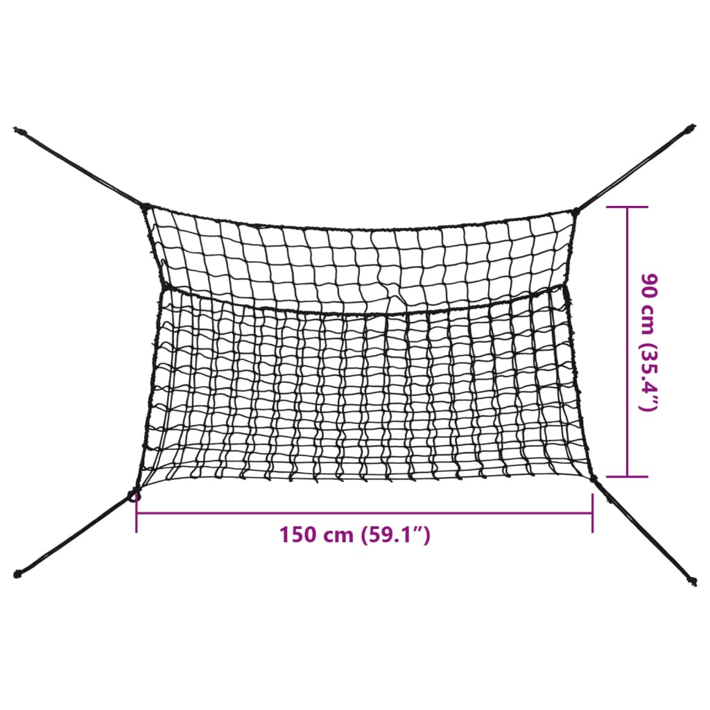Hooinetten 2 st 150x90 cm rechthoekig polypropeen zwart