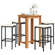 5-piece Garden Bar Set Solid Acacia Wood and Poly Rattan Black