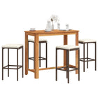 5-piece Garden Bar Set Solid Acacia Wood and Poly Rattan Brown