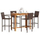 5-piece Garden Bar Set Solid Acacia Wood and Poly Rattan Brown