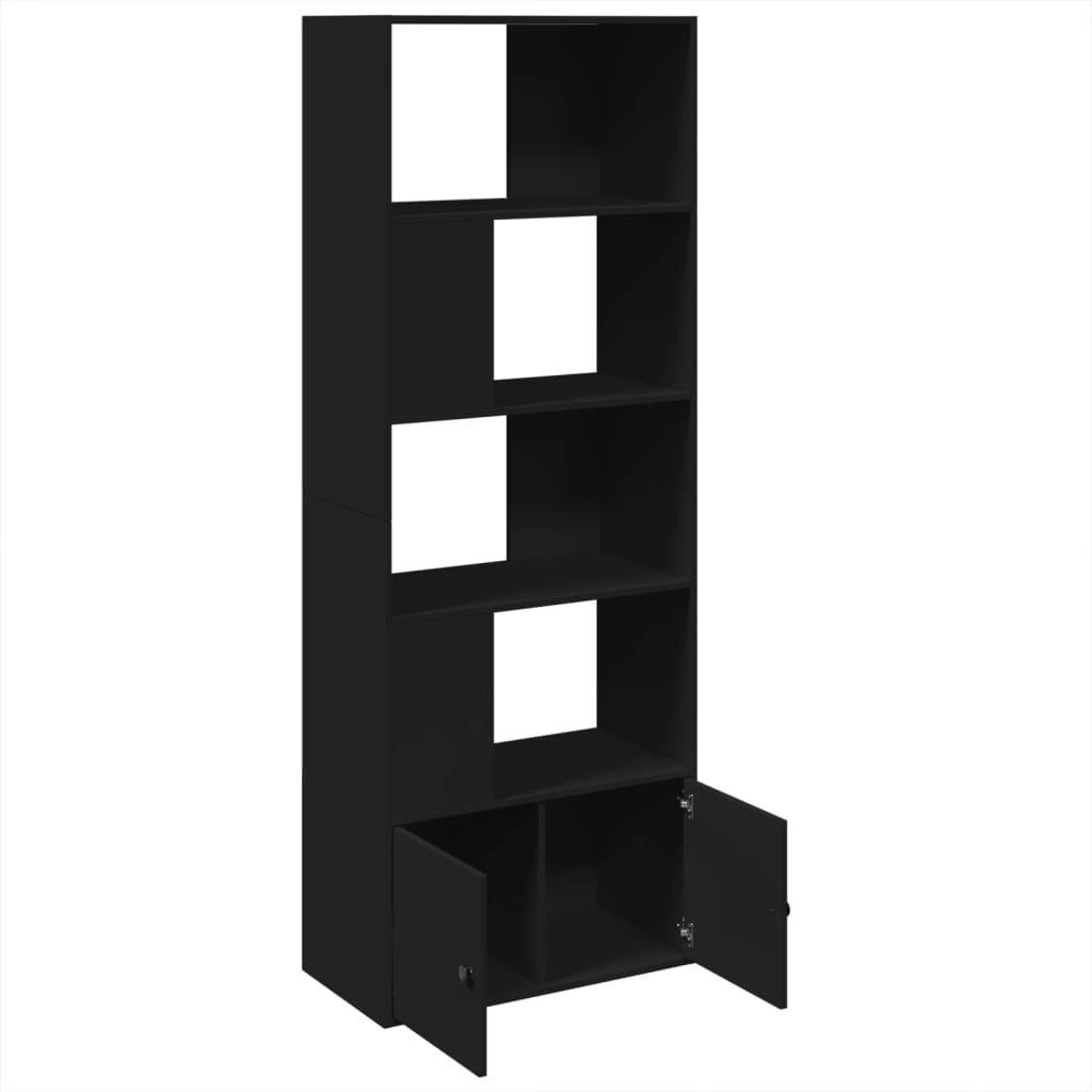 Boekenkast 70x36x189 cm bewerkt hout zwart