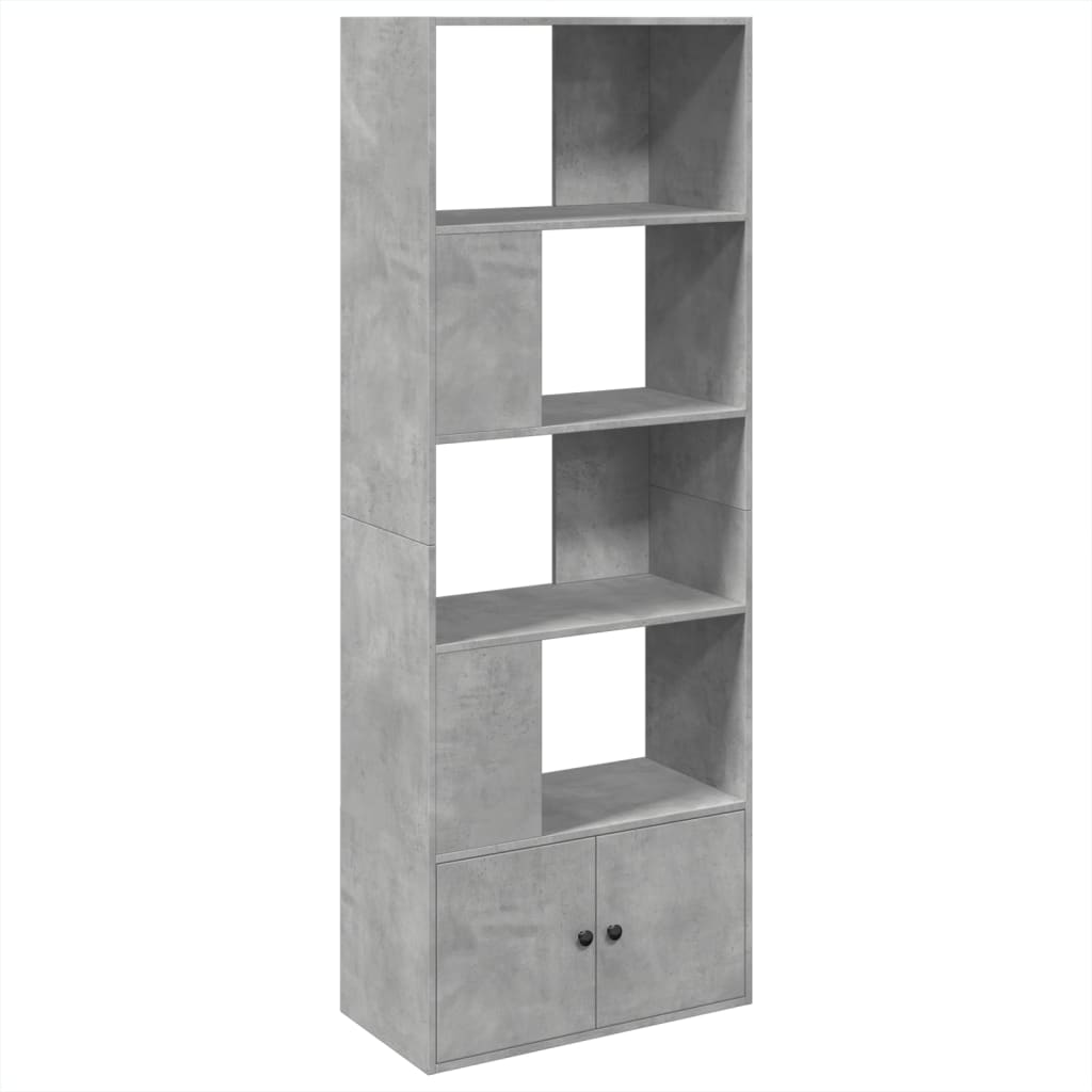 Boekenkast 70x36x189 cm bewerkt hout betongrijs
