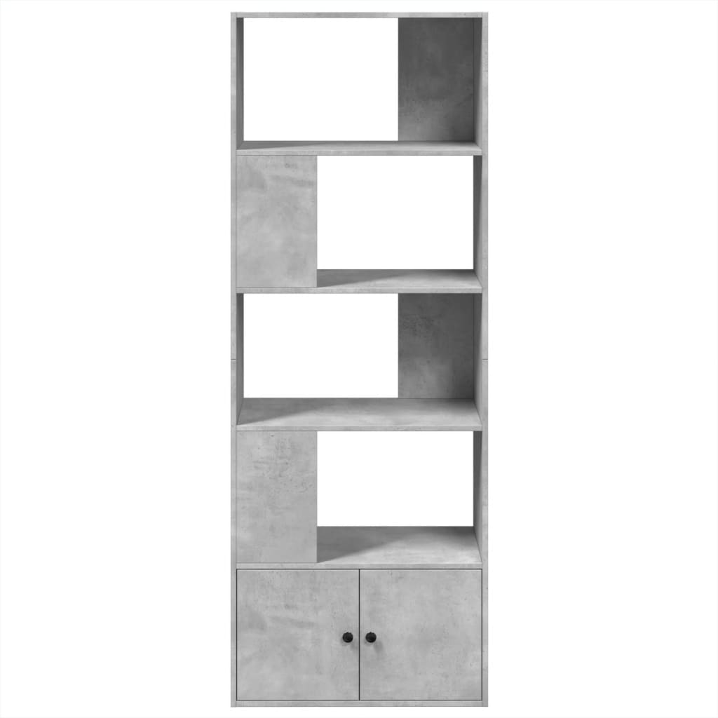 Boekenkast 70x36x189 cm bewerkt hout betongrijs