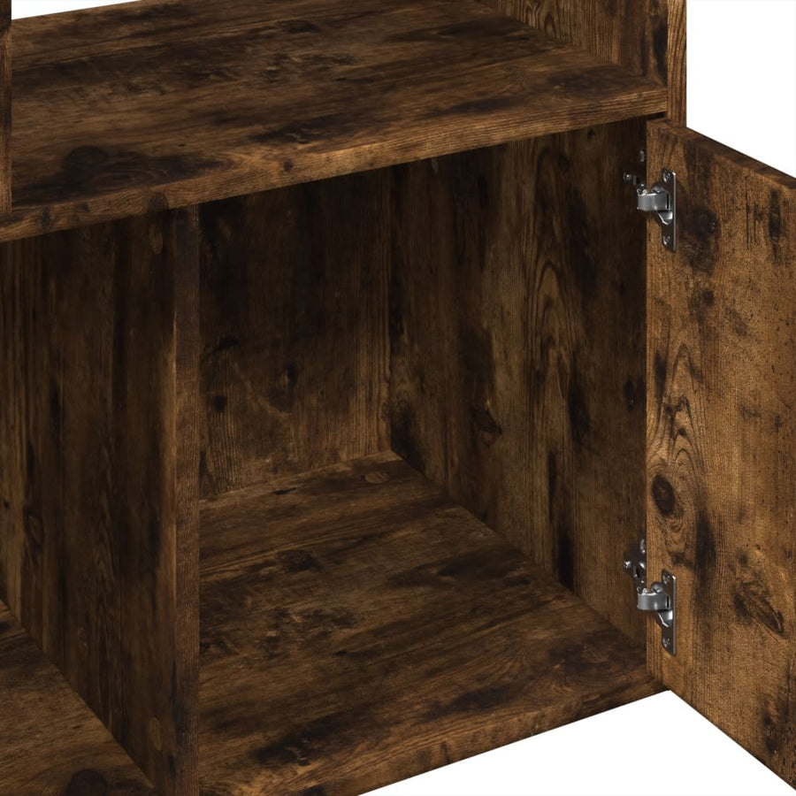 Boekenkast 70x36x189 cm bewerkt hout gerookt eikenkleurig