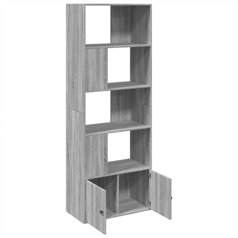 Boekenkast 70x36x189 cm bewerkt hout grijs sonoma eikenkleurig