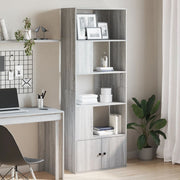 Boekenkast 70x36x189 cm bewerkt hout grijs