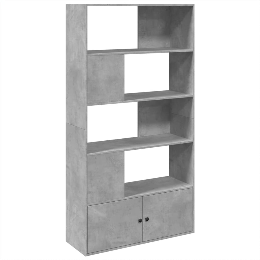 Boekenkast 100x36x189 cm bewerkt hout betongrijs