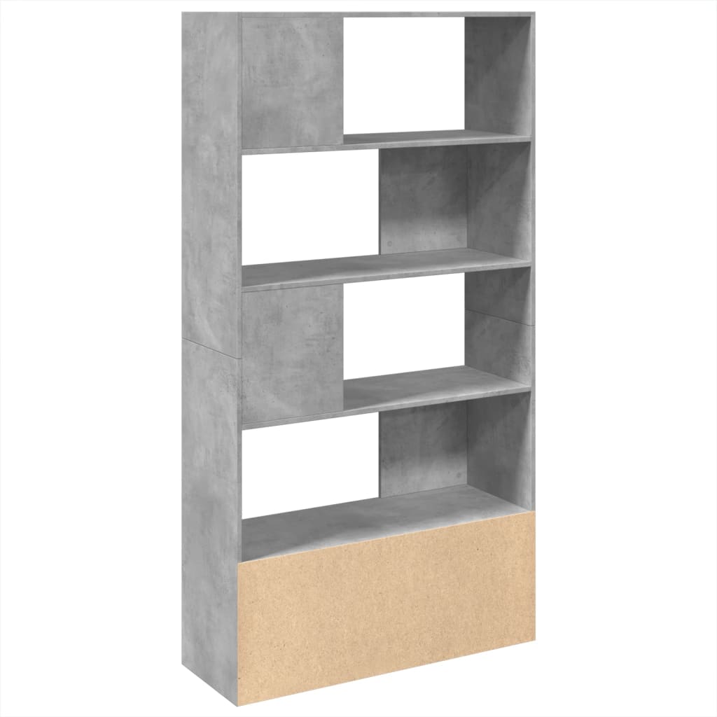 Boekenkast 100x36x189 cm bewerkt hout betongrijs