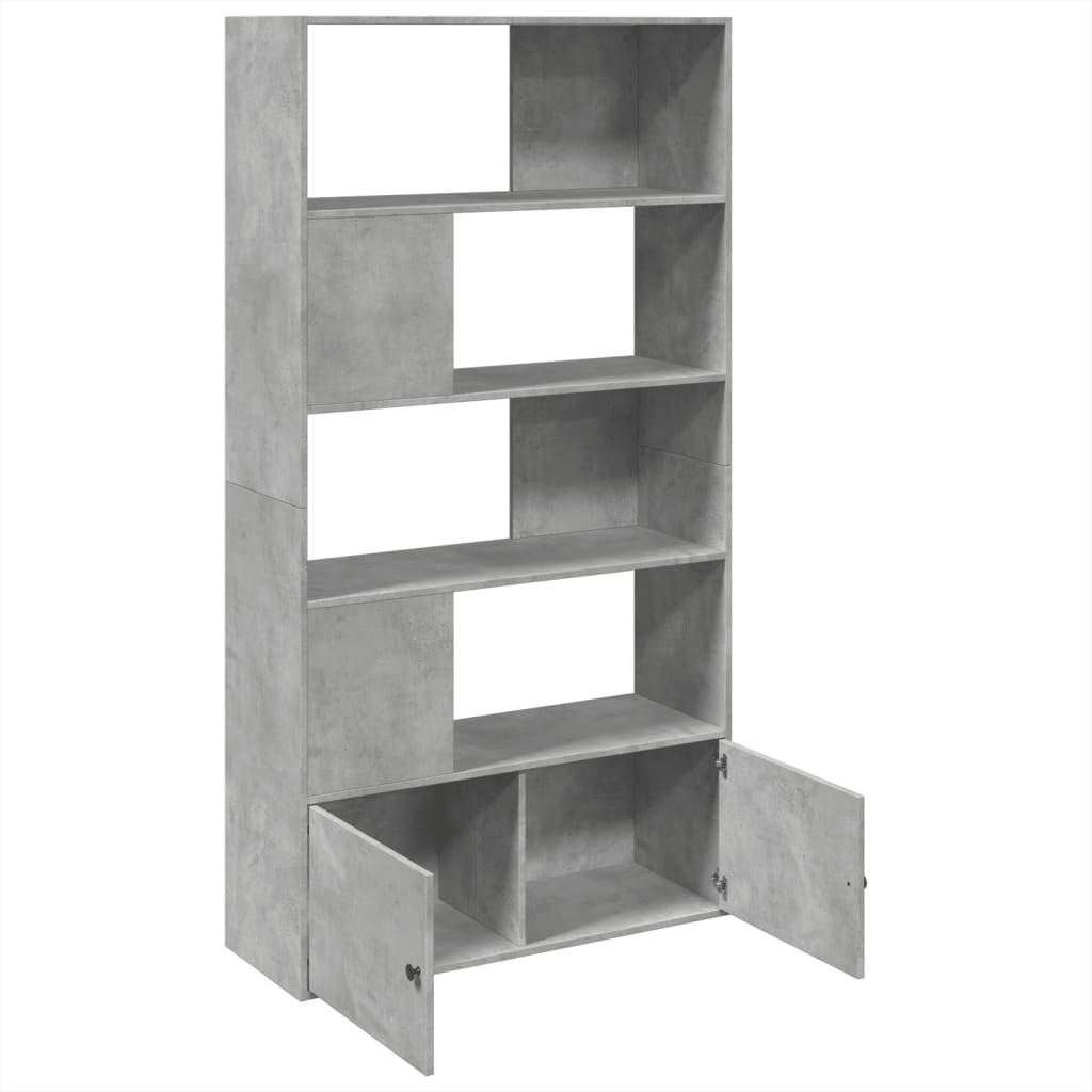Boekenkast 100x36x189 cm bewerkt hout betongrijs