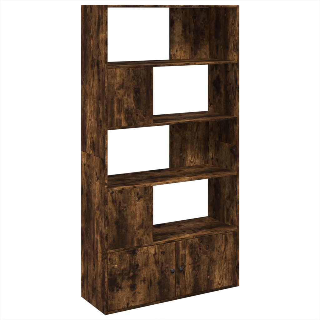 Boekenkast 100x36x189 cm bewerkt hout gerookt eikenkleurig