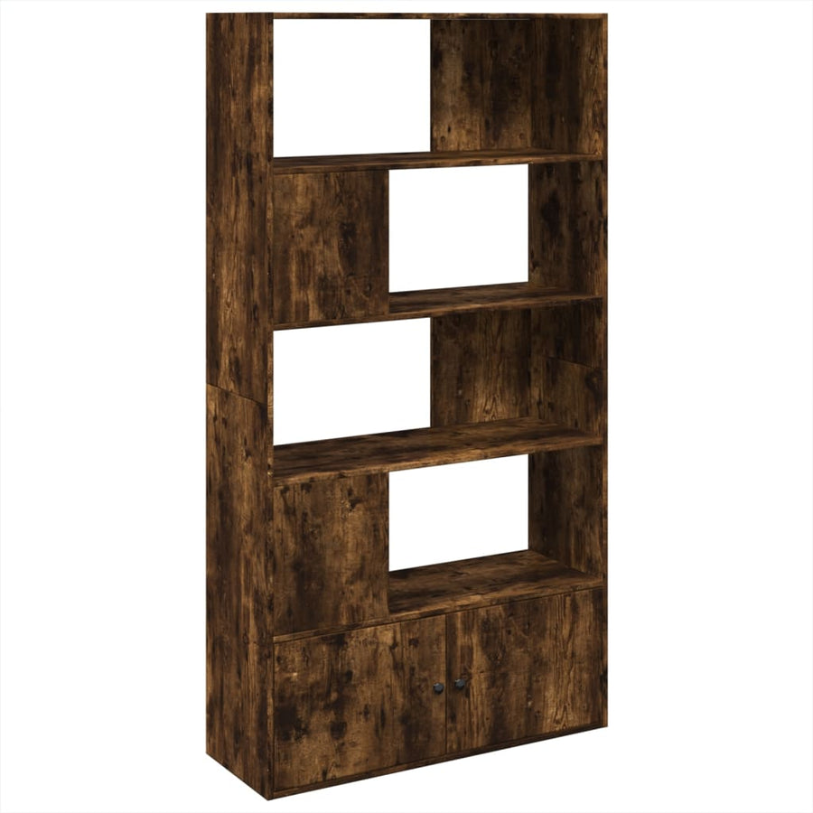 Boekenkast 100x36x189 cm bewerkt hout gerookt eikenkleurig