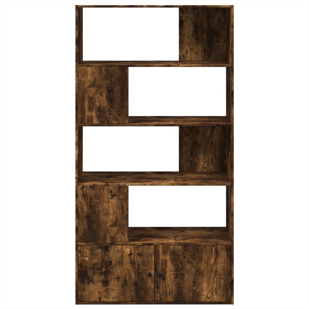 Boekenkast 100x36x189 cm bewerkt hout gerookt eikenkleurig