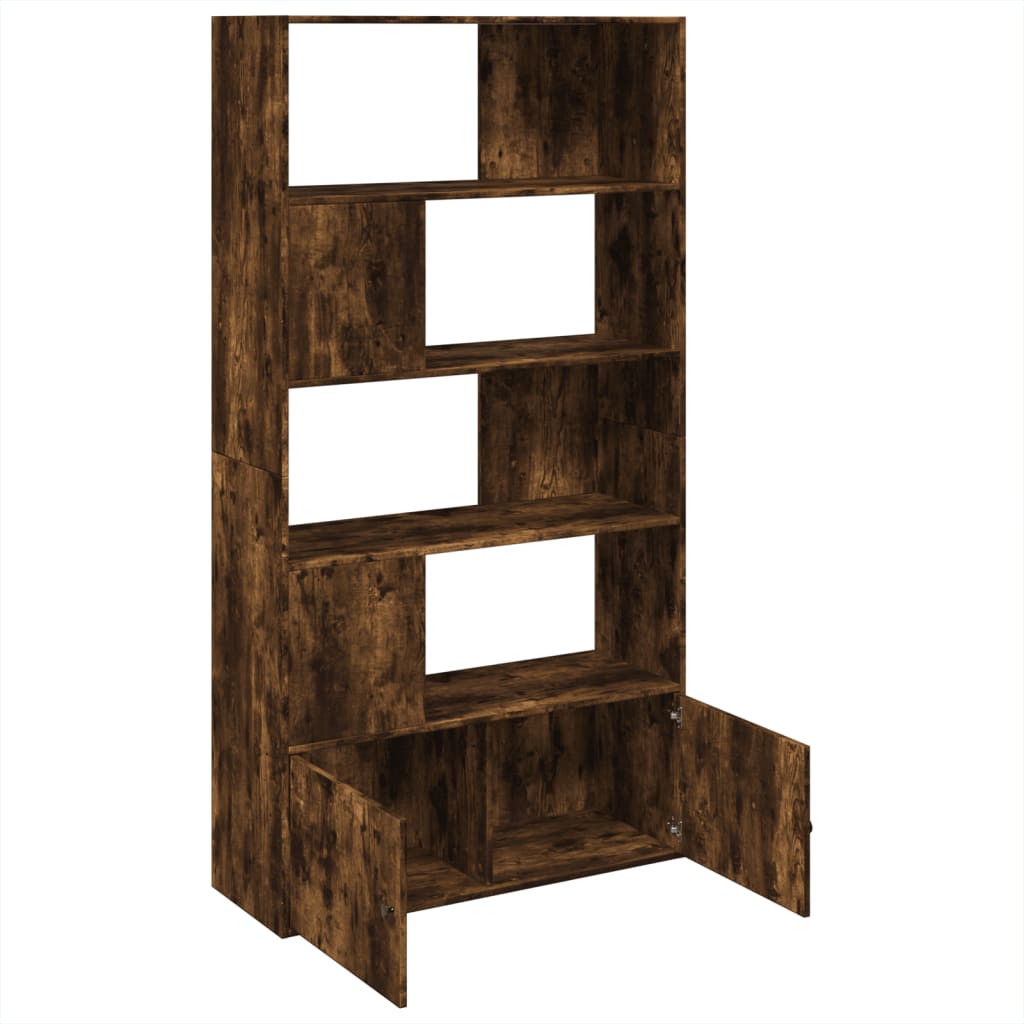 Boekenkast 100x36x189 cm bewerkt hout gerookt eikenkleurig