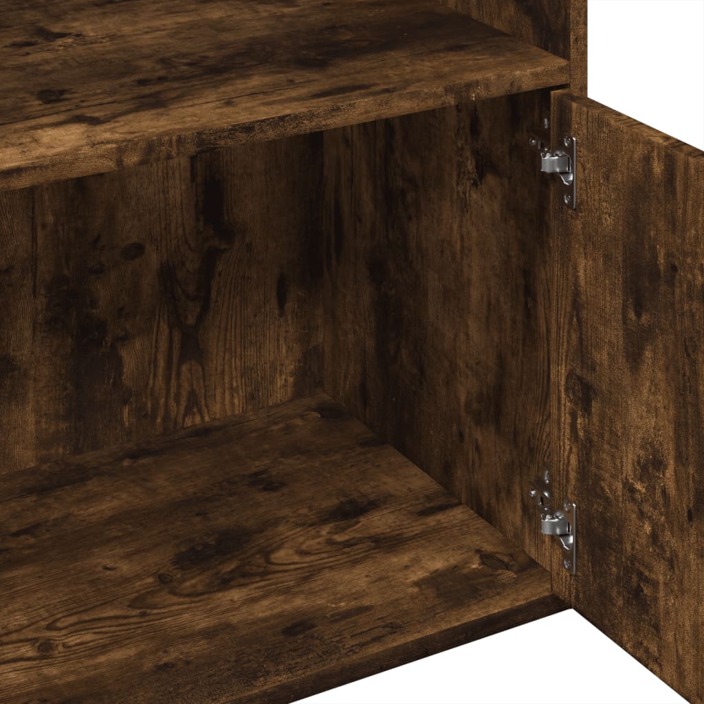 Boekenkast 100x36x189 cm bewerkt hout gerookt eikenkleurig