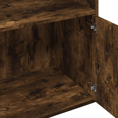 Boekenkast 100x36x189 cm bewerkt hout gerookt eikenkleurig