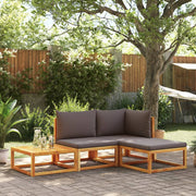 Loungeset acaciahout 4-delig met kussens