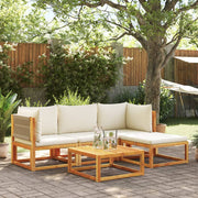Loungeset acaciahout touw 5-delig met kussens