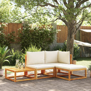 Loungeset acaciahout rotan 4-delig met kussens