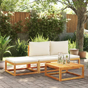 Loungeset 4-delig acaciahout rotan met kussens