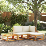 Loungeset 4-delig acaciahout rotan met kussens