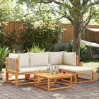 Loungeset 5-delig acaciahout rotan met kussens
