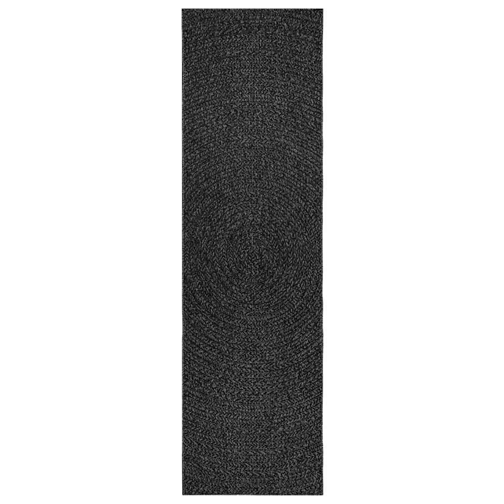 Vloerkleed ZIZUR binnen en buiten 80x250 cm jute look antraciet