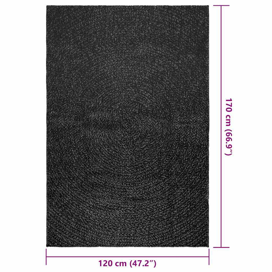 Vloerkleed Zizur Binnen En Buiten 120X170Cm Jute Look Antraciet 120 x 170 cm