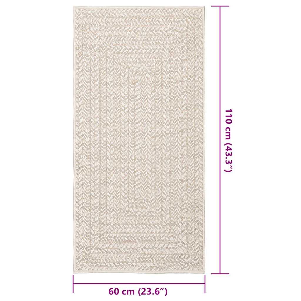 Vloerkleed ZIZUR room binnen en buiten 60x110 cm jute look