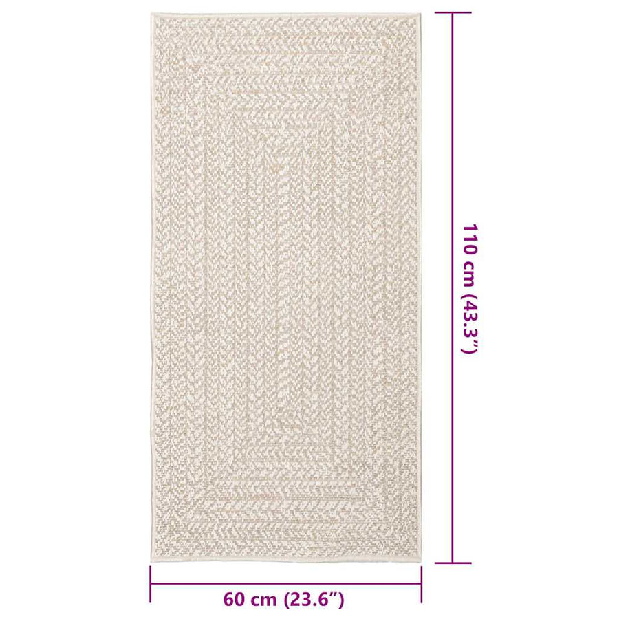 Vloerkleed ZIZUR room binnen en buiten 60x110 cm jute look