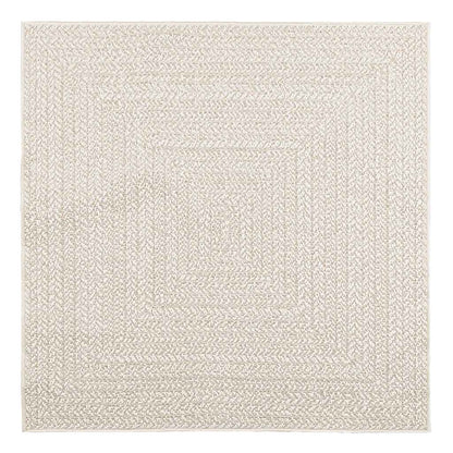 Vloerkleed ZIZUR room binnen en buiten 120x120 cm jute look