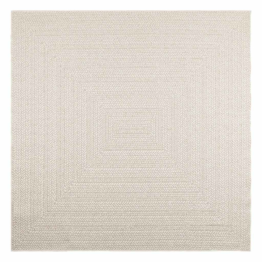 Vloerkleed ZIZUR room binnen en buiten 200x200 cm jute look