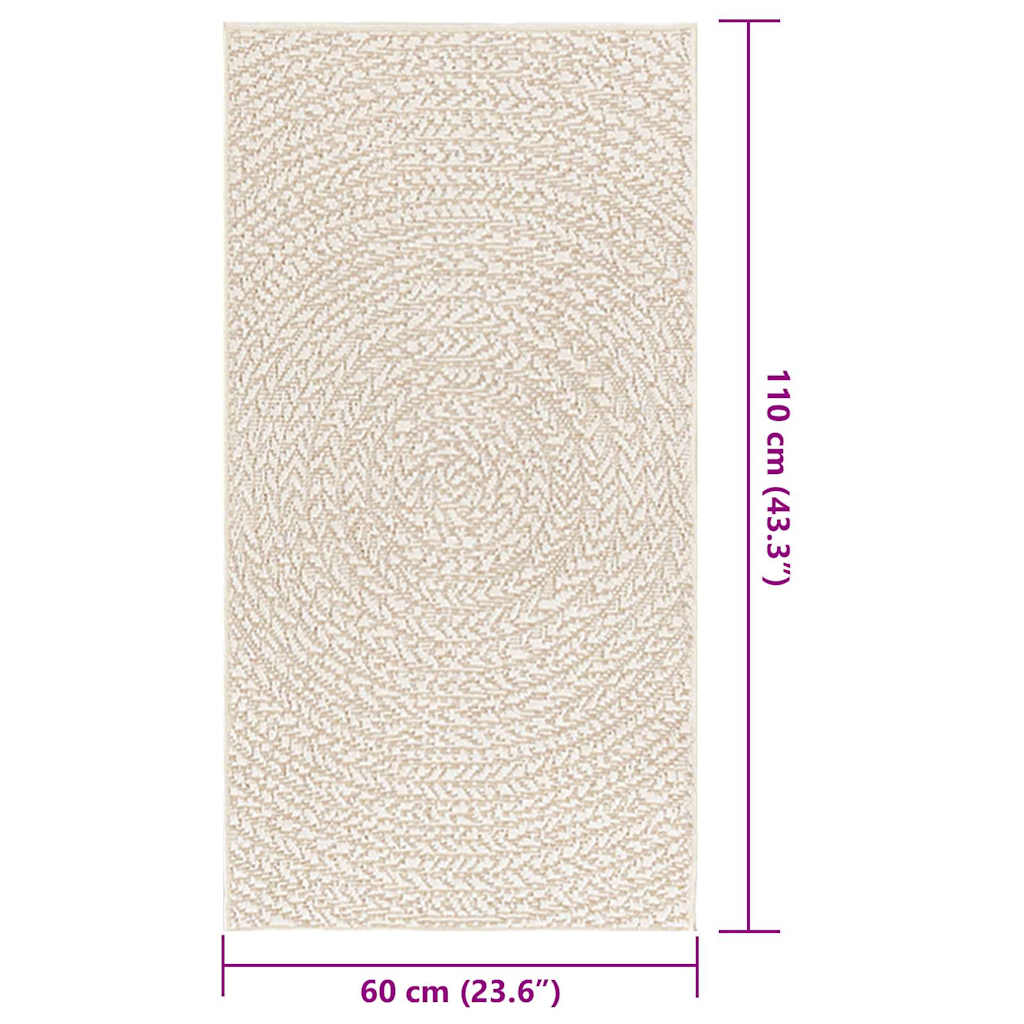 Vloerkleed ZIZUR room binnen en buiten 60x110 cm jute look
