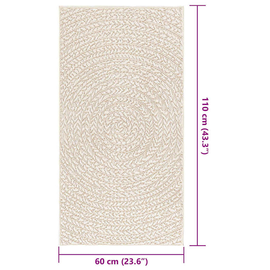 Vloerkleed ZIZUR room binnen en buiten 60x110 cm jute look