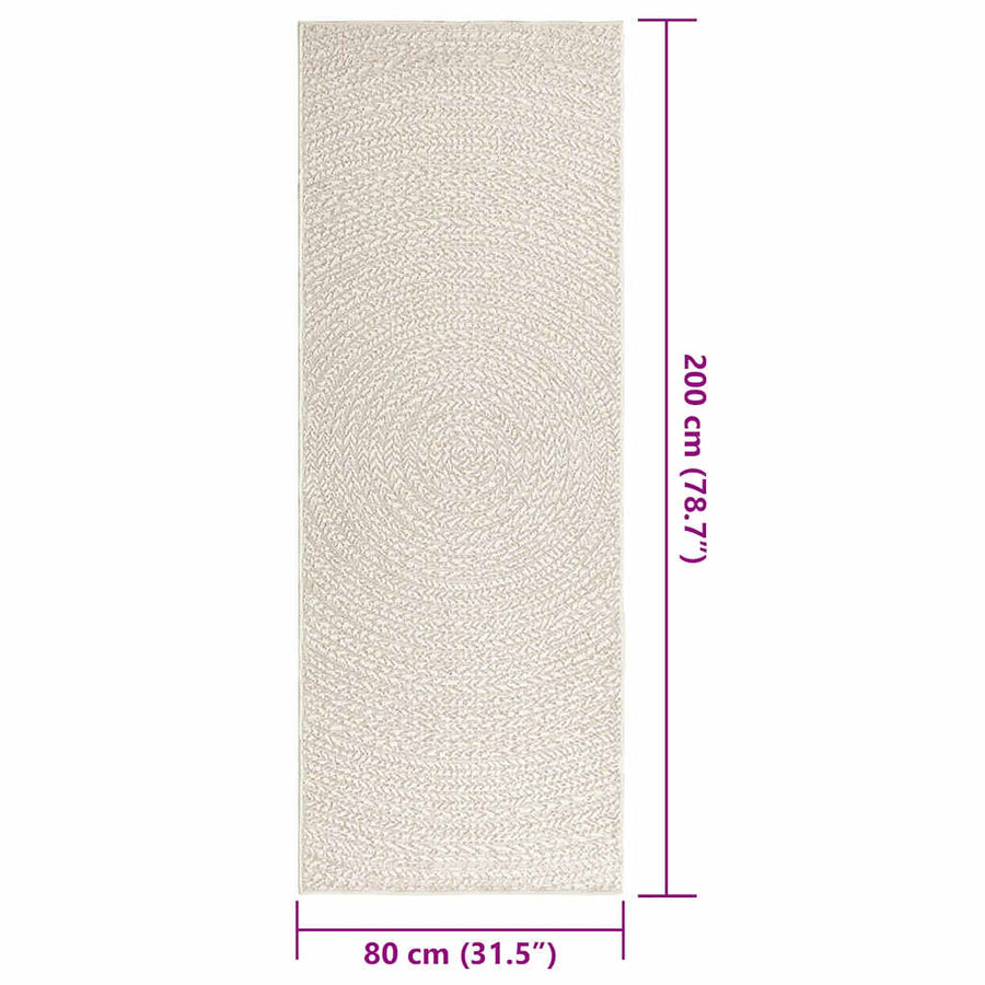 Vloerkleed ZIZUR room binnen en buiten 80x200 cm jute look