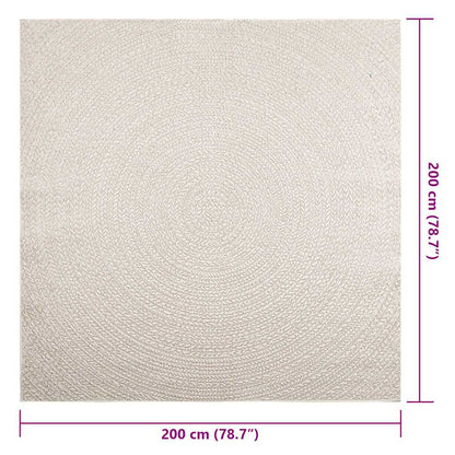 Vloerkleed ZIZUR room binnen en buiten 200x200 cm jute look