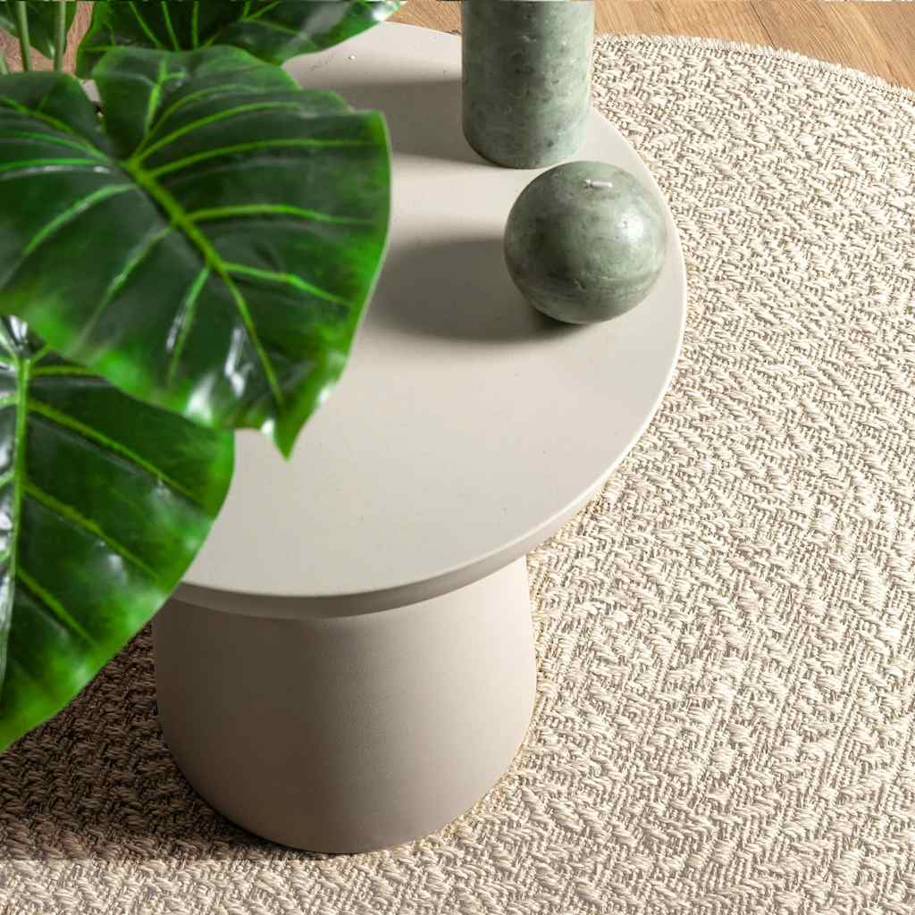 Vloerkleed ZIZUR crème binnen en buiten Ø 90 cm jute look