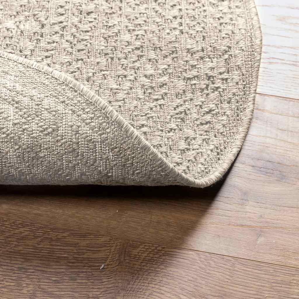 Vloerkleed ZIZUR crème binnen en buiten Ø 90 cm jute look