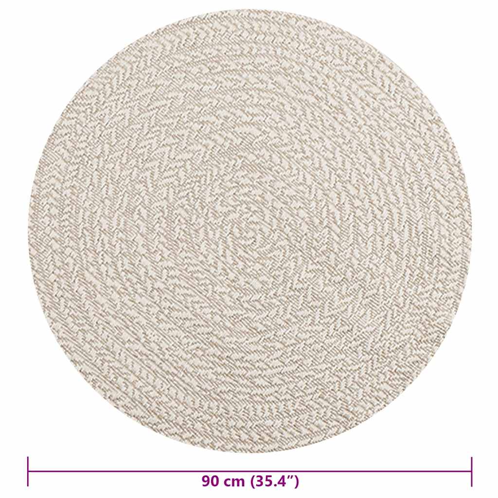 Vloerkleed ZIZUR crème binnen en buiten Ø 90 cm jute look