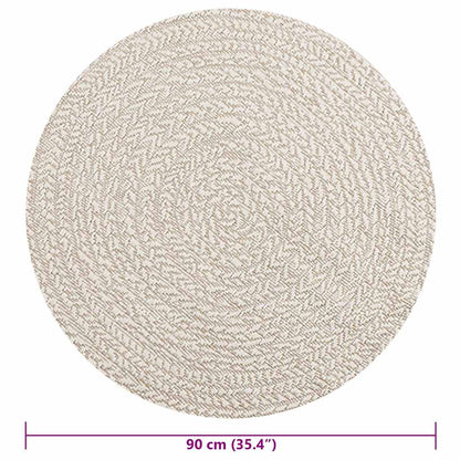 Vloerkleed ZIZUR crème binnen en buiten Ø 90 cm jute look